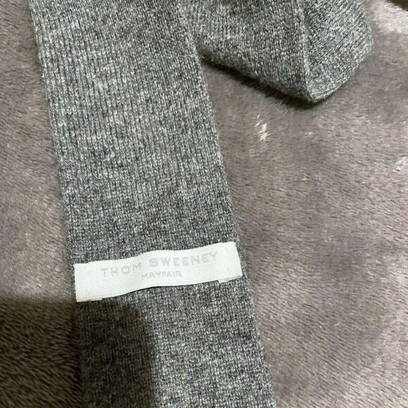 Thom Sweeney Cashmere Knitted Grey Gray Square Tie (Richard James Savile Row) - Picture 2 of 6